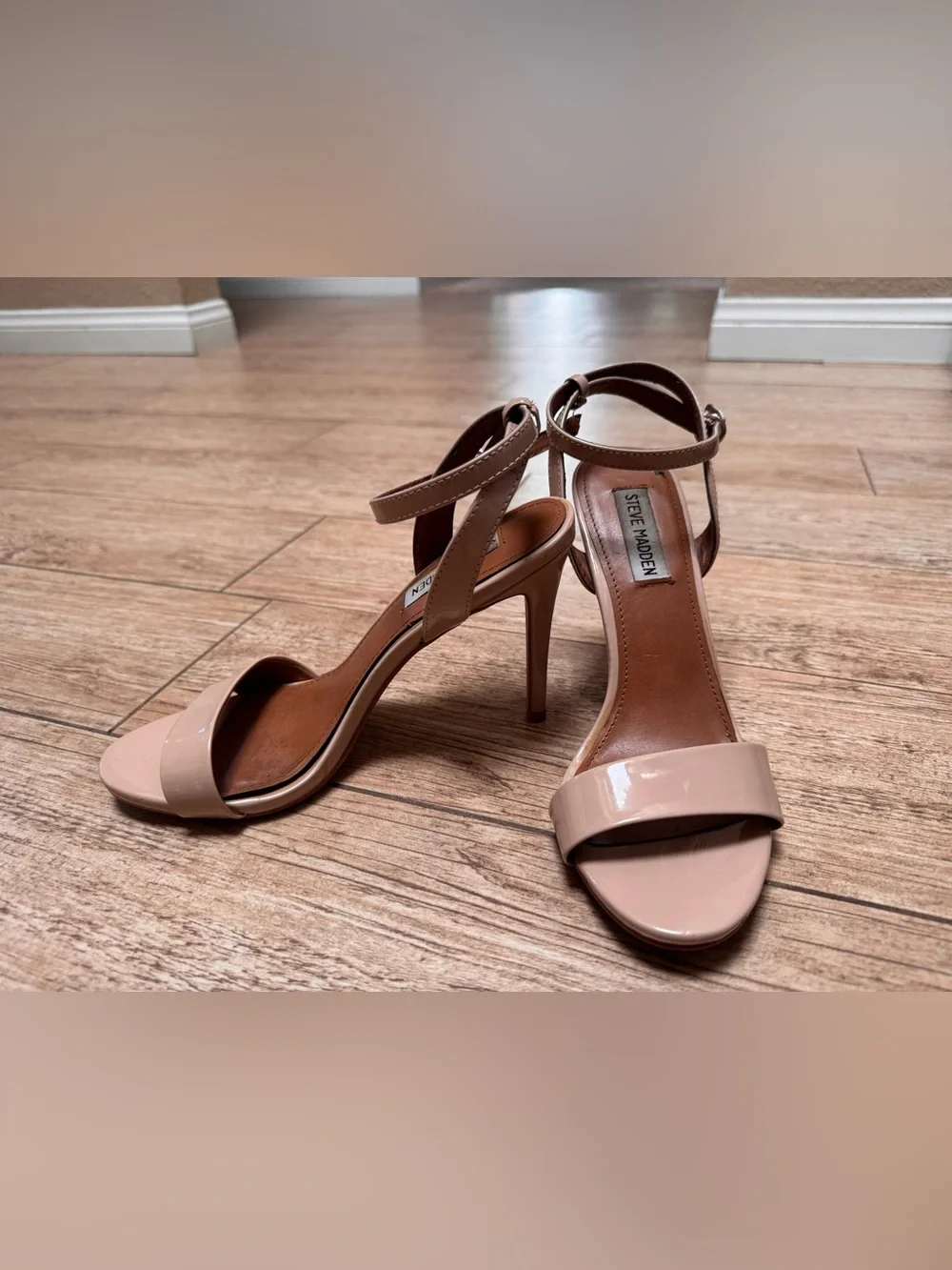 Steve Madden Blush Patent Ankle-Strap Heels